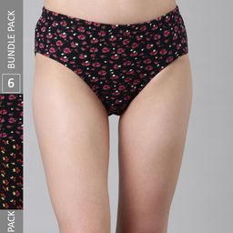 DIXCY SCOTT Slimz Women Pack Of 6 Assorted Printed Cotton Hipster Briefs-56