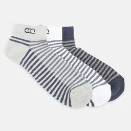 Ajile by Pantaloons Men Pack Of 3 Cotton Striped Ribbed Ankle-Length Socks-23