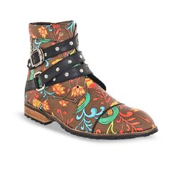 Kanvas Women Printed Canvas Mid-Top Regular Boots-42