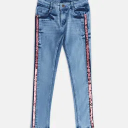 Pantaloons Junior Girls Light Fade Embellished Cotton Jeans-picture-17