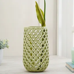 Pure Home and Living Green Interlaced Ceramic Vase-image-55