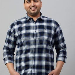SHOWOFF Plus Men Comfort Tartan Checked Casual Cotton Shirt-image-50