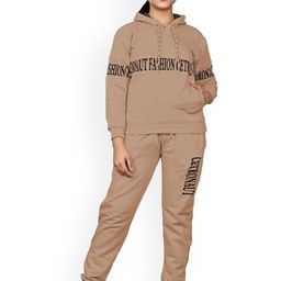 FELLAMO Girls Typography Printed Hood Sweatshirt & Track Pant-33