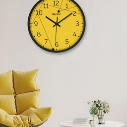 OLIVE TREE Black & Yellow Round Shaped Contemporary Analogue Wall Clock-23