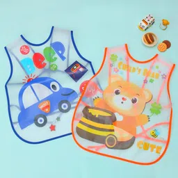 Yellow Bee Boys Pack Of 2 Printed Bibs-picture-20