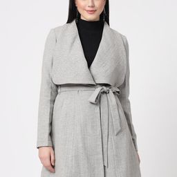 Owncraft Herringbone-Design Double-Breasted Belted Longline Overcoat-58