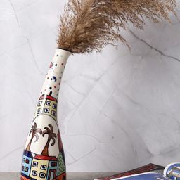 The Decor Mart White & Red Printed Ceramic Folk Flower Vase-image-7