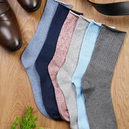 MUTAQINOTI Men Pack of 6 Assorted Calf Length Antimicrobial Socks-image-18