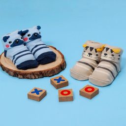 Yellow Bee Infants Boys Pack of 2 Patterned Cotton Anti Skid Socks-62