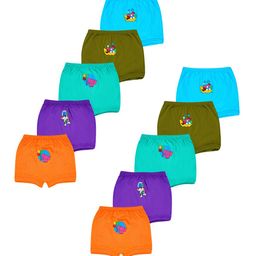 YELLOWDELIGHT Girls Pack Of 10 Printed Cotton Boy Shorts Briefs-18