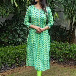 SVARCHI Women Green Geometric Thread Work Kurta-picture-15