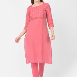 Span Women Ethnic Motifs Yoke Design Sequined Kurta-image-10