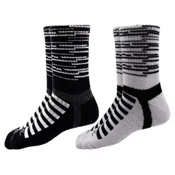 RC. ROYAL CLASS Men Pack Of 2 Black & Grey Patterned Cotton Calf-Length Socks-23