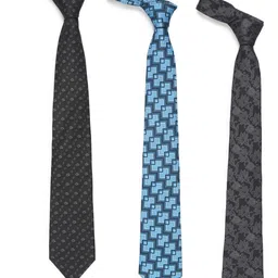 Tossido Set-3 Men Maroon & Black Printed Broad Tie-image-87