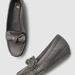 Marc Loire Grey PU Wedge Pumps with Bows-43