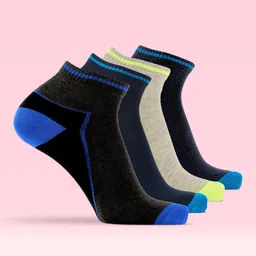 LUX MOZZE Men Pack Of 4 Assorted Ankle Length Socks-image-65