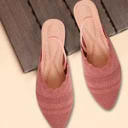 AROOM Women Pointed Toe Woven Design Mules-7