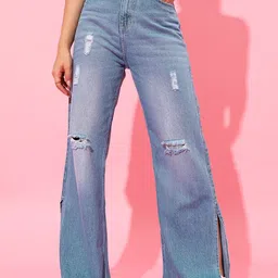 STREET 9 Women Gorgeous Blue High-Rise Flared Fit Cropped Jeans-image-16