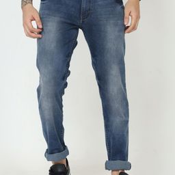 VUDU Men Navy Blue Narrow Slim Fit Light Fade Stretchable Jeans-image-89