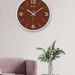 OLIVE TREE White & Brown Printed Round Shaped Contemporary Analogue Wall Clock-56