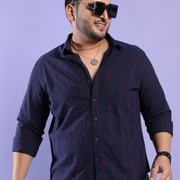 Instafab Plus Size Vertical Striped Classic Regular Fit Cotton Casual Shirt-picture-17