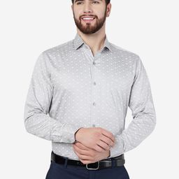 JADE BLUE Men Geometric Printed Opaque Pure Cotton Formal Shirt-image-55