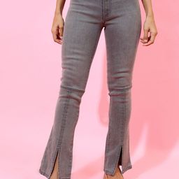 Tokyo Talkies Women Grey Bootcut Slash Knee Heavy Fade Jeans-image-91