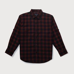 Gini and Jony Boys Buffalo Checked Roll-Up Sleeves Casual Cotton Shirt-image-76
