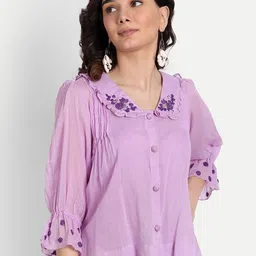 KAPASRITI Lavender Peter Pan Collar Shirt Style Top-picture-46