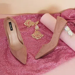 Sherrif Shoes Nude-Coloured Party Block Pumps-27