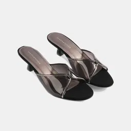 LEMON & PEPPER Black Solid Kitten Heels-42
