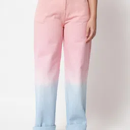 Orchid Blues Women Peach-Coloured Flared High-Rise Light Fade Ombre Jeans-image-55