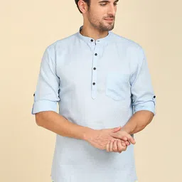 RAJUBHAI HARGOVINDAS Men Pastels Dobby Cotton Kurta-49