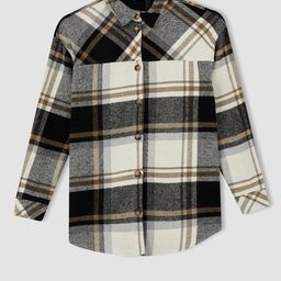 DeFacto Women Beige & Black Checked Casual Shirt-picture-17