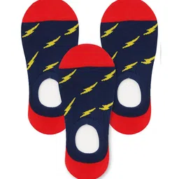 TOFFCRAFT Men Pack Of 3 Blue & Red Printed Loafer Socks-44