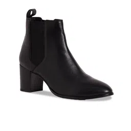 Peach Flores Women Mid Top Leather Block-Heel Chelsea Boots-image-41