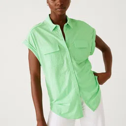 Marks & Spencer Spread Collar Extended Sleeves Opaque Casual Shirt-picture-15
