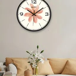OLIVE TREE Black & Off White Printed Round Shaped Contemporary Analogue Wall Clock-image-52
