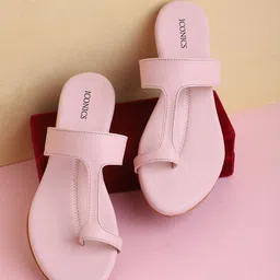ICONICS Women Solid Pink One Toe Flats-image-17