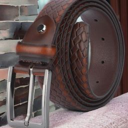 The Roadster Lifestyle Co. Men Formal Checked Leather Belt-17