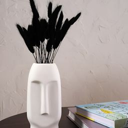 PUREZENTO Viso White Face Shaped Ceramic Flower Vase-17