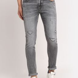 Rodamo Men Grey Slim Fit Mildly Distressed Heavy Fade Stretchable Jeans-image-57