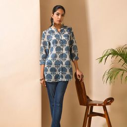 KALINI Ethnic Printed Mandarin Collar Printed Tunic-33