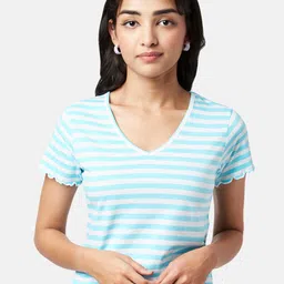 YU by Pantaloons Striped V-Neck Top-image-70