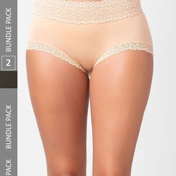 NOIRA Women Pack Of 2 Assorted Cotton Laced Hipster Briefs-image-21