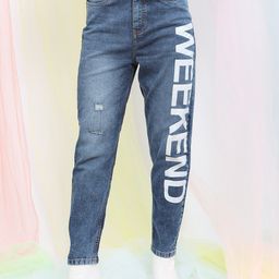 Tokyo Talkies Women Blue Mildly Distressed Light Fade Stretchable Mom Fit Jeans-image-47