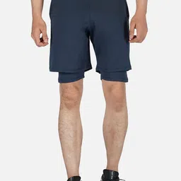 IMPERATIVE Men Blue Solid layered stretchable Rapid Dry Shorts-image-9