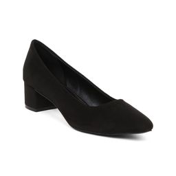 Flat n Heels Black Suede Block Pumps-56