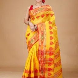 Bong ButiQ Ethnic Motifs Woven Design Zari Pure Cotton Taant Saree-picture-24