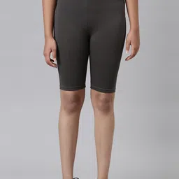 Go Colors Girls Olive Green Slim Fit Cycling Sports Shorts-image-17
